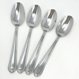 Lenox BEAD Stainless 18/10 Glossy Dinner Soup Spoon 7” Set Of 4 Replacement